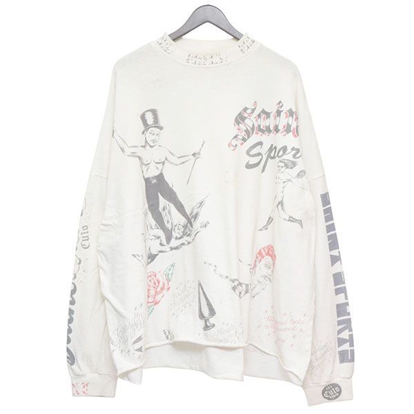 SAINT MICHAEL セントマイケル 2025 AW ALX LS TEE DRAWING 加工モックネックロングスリーブTシャツ SM-HR 1-0000-C 30