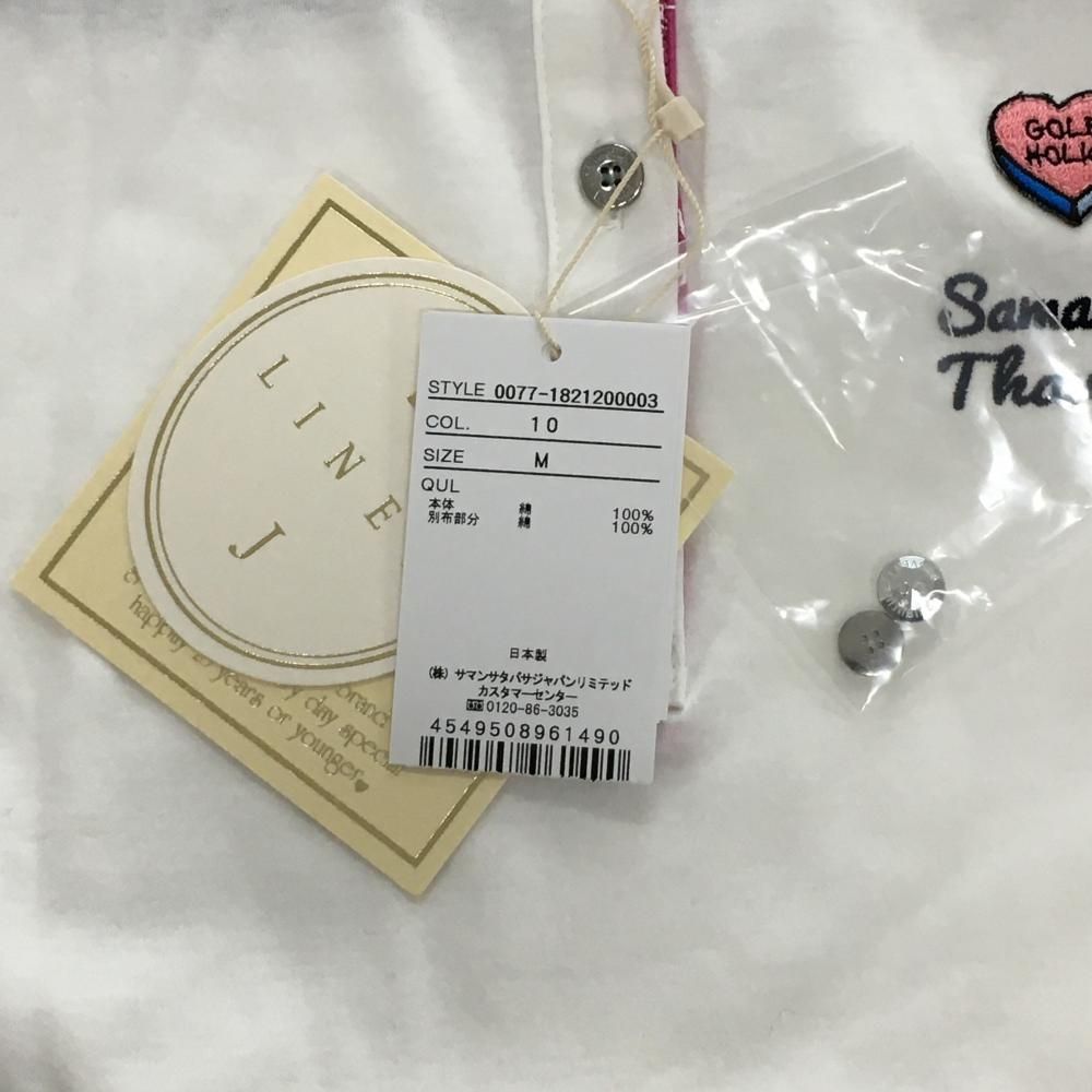 新品】サマンサタバサUNDER25 長袖ポロシャツ 白 襟裏ロゴ総柄 ハート