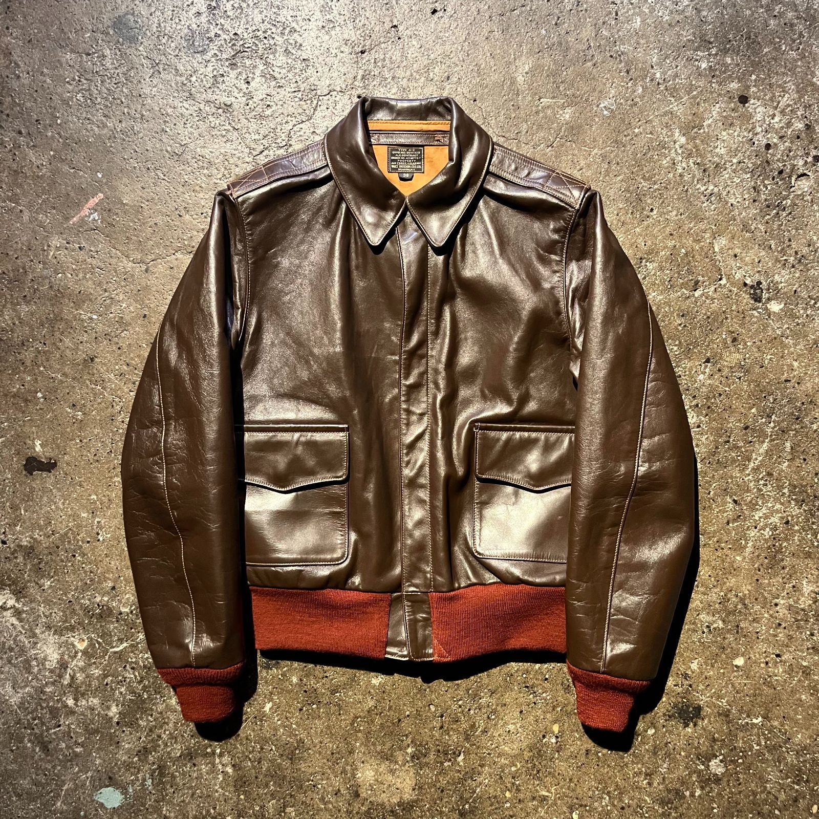 BUZZ RICKSON'S A-2 1942モデル フライトジャケット 38 赤リブ ノー