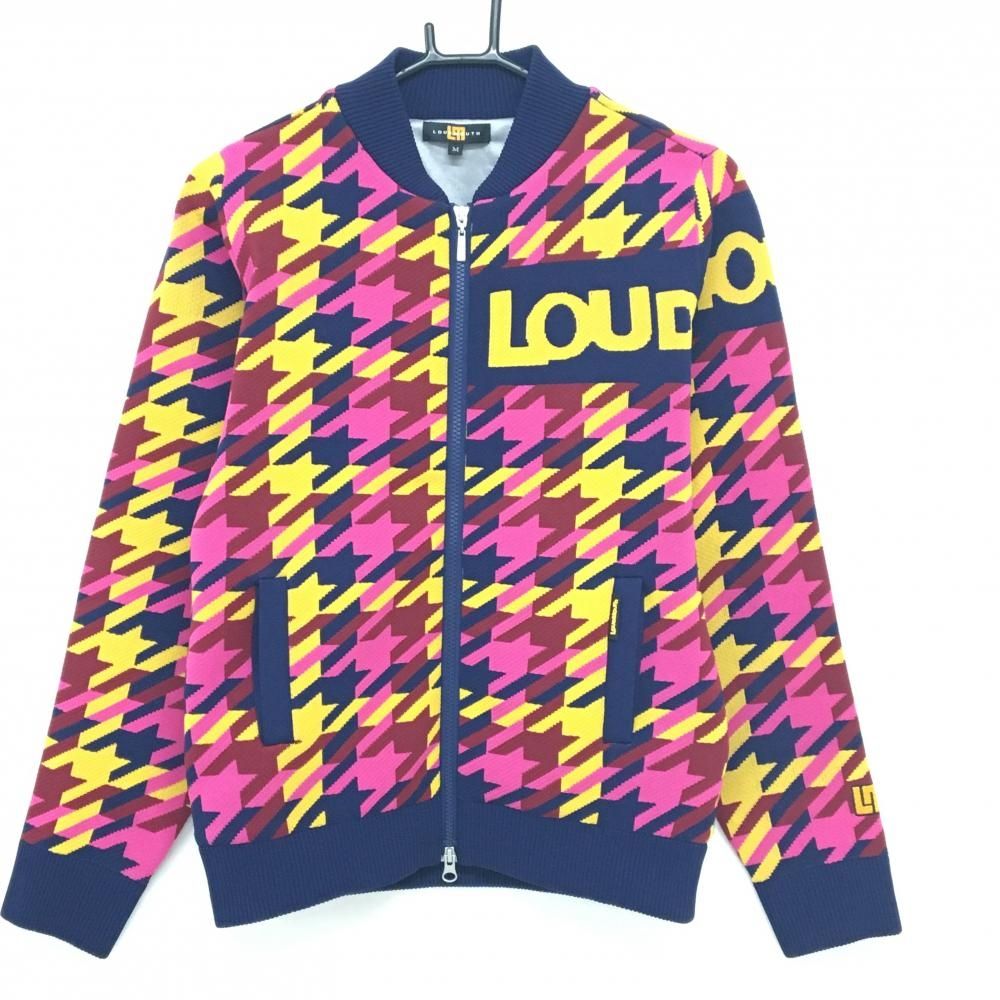 超美品】ラウドマウス ニットジャケット ネイビー×イエロー 千鳥格子