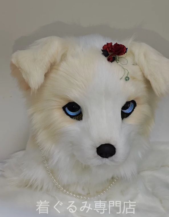 ファースーツ 犬 リアル マスク 着ぐるみセット グリーン ケモノ