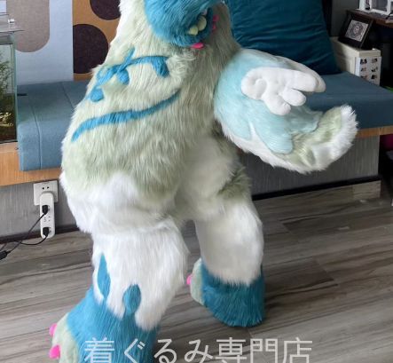 ファースーツ マスク 着ぐるみセット グリーン ケモノ ファースーツ 全