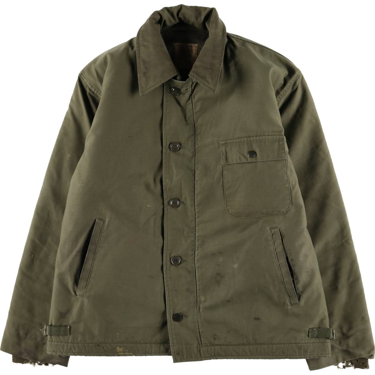 古着 訳あり特価 60年代 米軍実品 U.S.NAVY A-2 バックステンシル入り ミリタリー デッキジャケット USA製 LARGE(42-44)/eaa565499