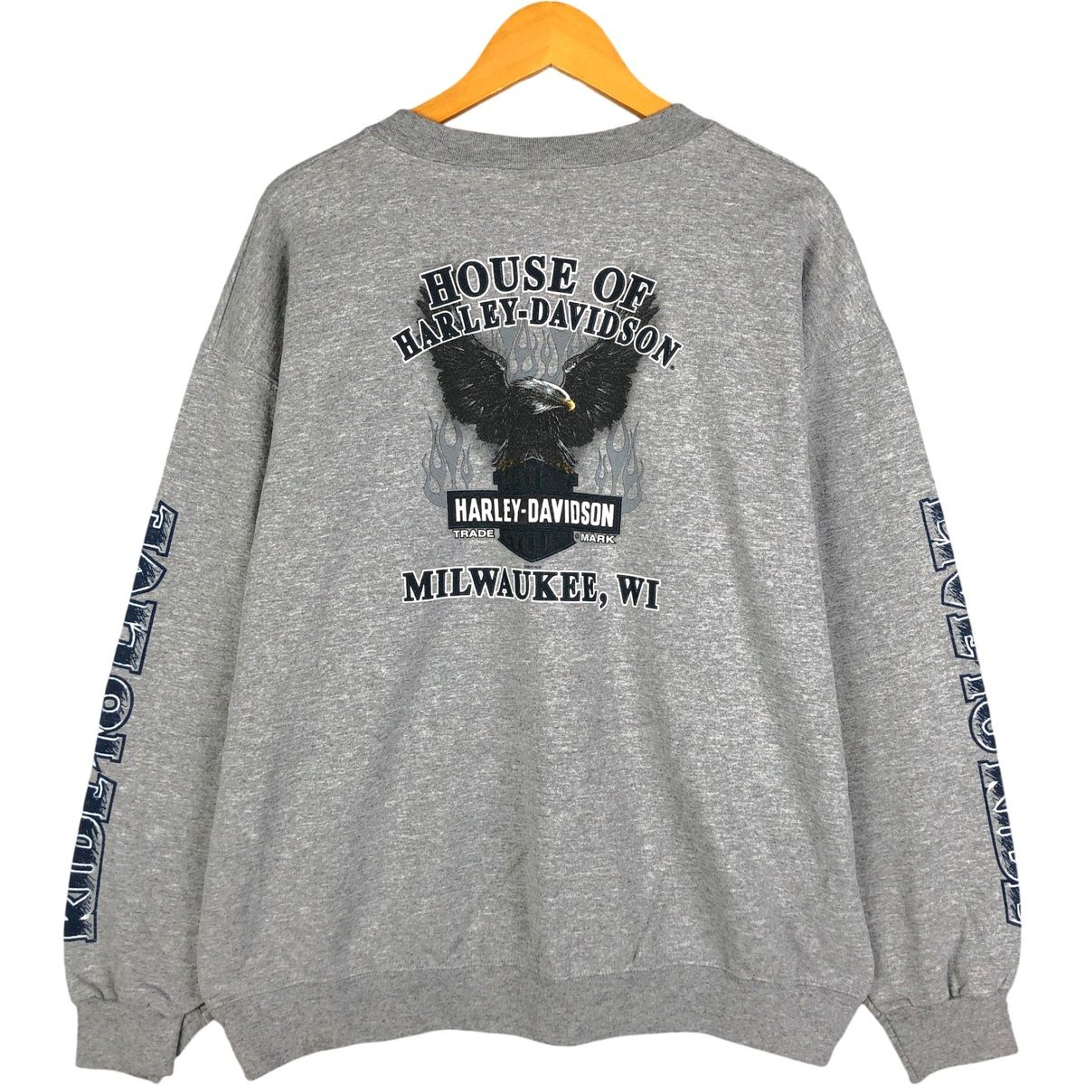 古着 ハーレーダビッドソン Harley-Davidson 鷲柄 イーグル柄 アドバタイジング スウェットシャツ トレーナー メンズL相当|eaa 418839