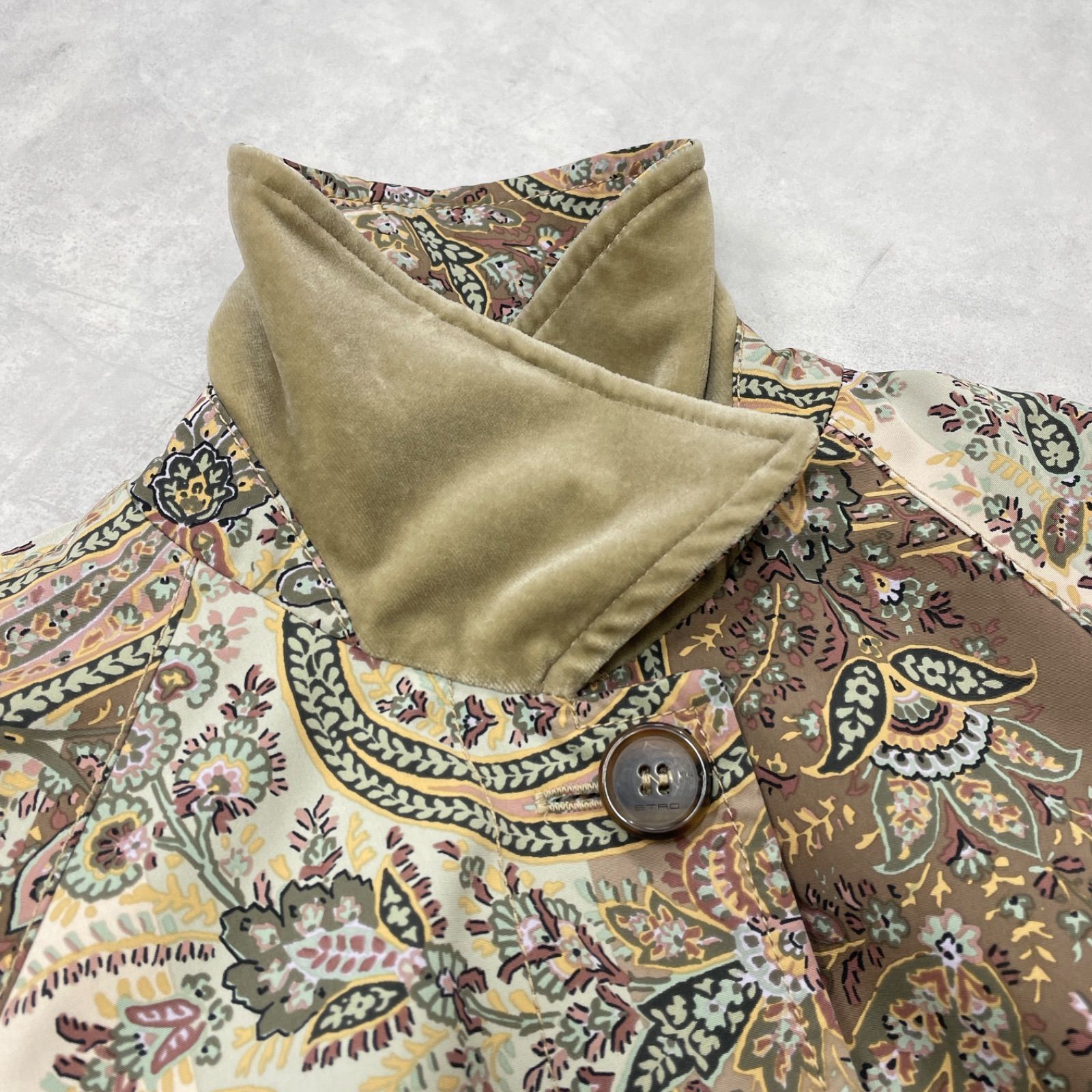 ETRO エトロ ロングコート ペイズリー柄 花柄 ストライプ切替 中綿