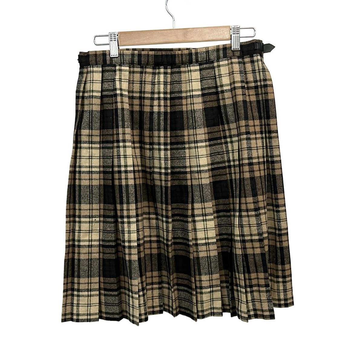 オニールオブダブリン 巻きスカート サイズF 40 レディース - ベージュ×ダークブラウン×マルチ ひざ丈|チェック柄|プリーツ