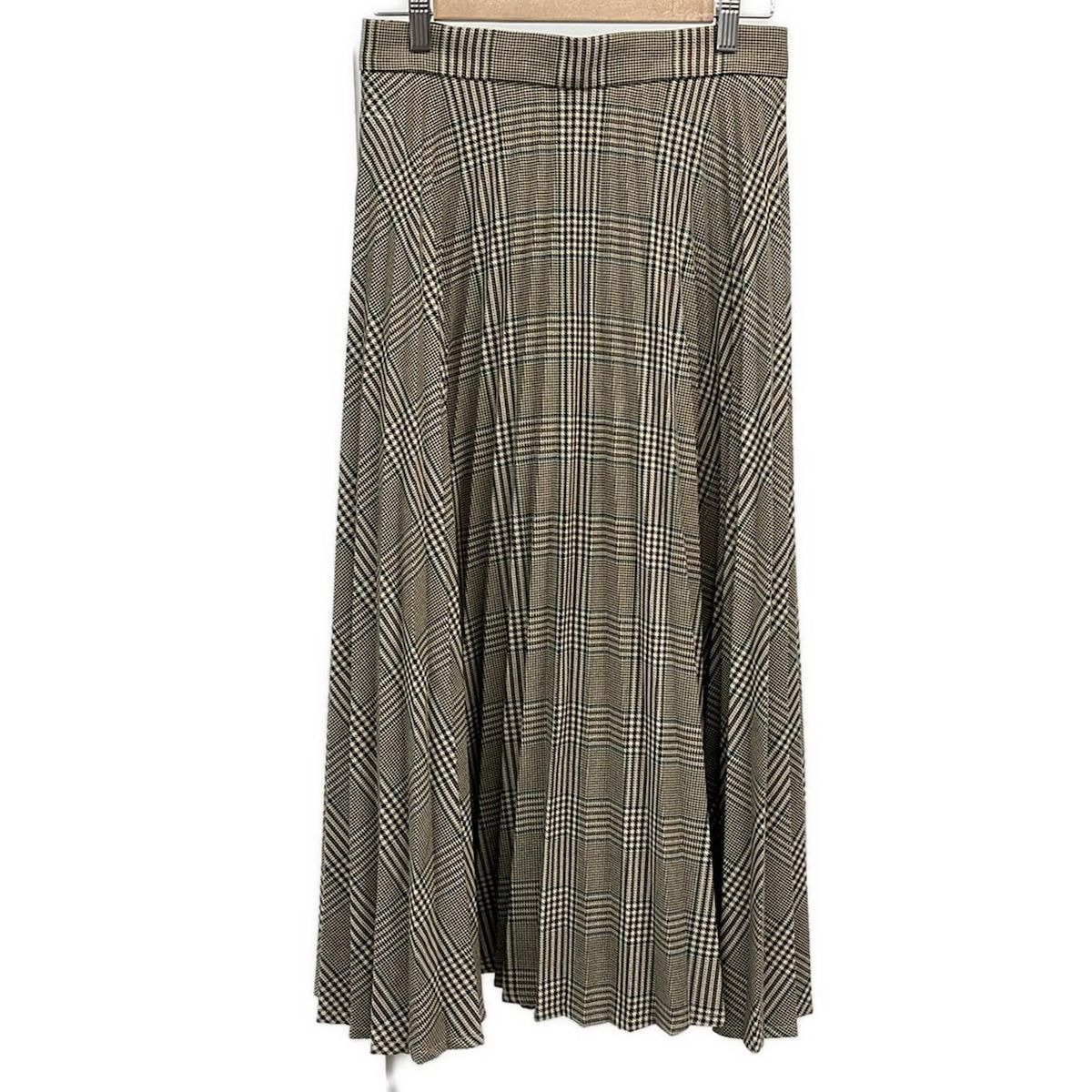 MM 6 エムエムシックス ロングスカート サイズ42 L レディース - ベージュ×マルチ 千鳥格子柄