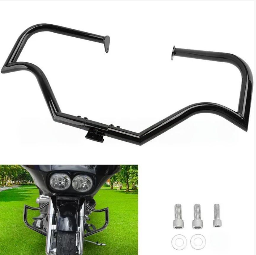ハーレーグランドパラグライディングに適用されますフラッグシップ道路cvo路王改装黒色フロントバンパー厚転倒防止バー