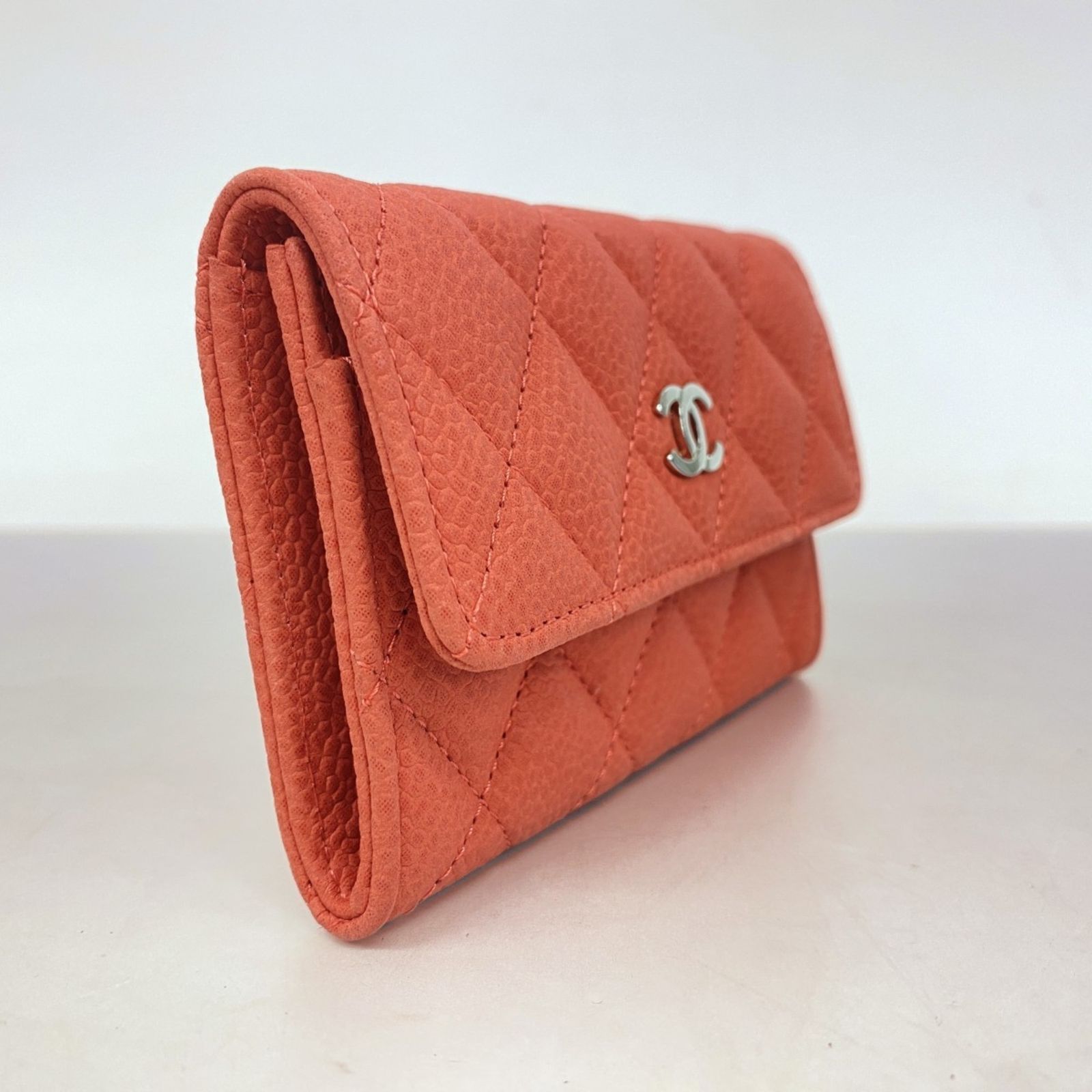 シャネル Chanel 名刺入れ カードケース マトラッセ キャビアスキン レッド レディース