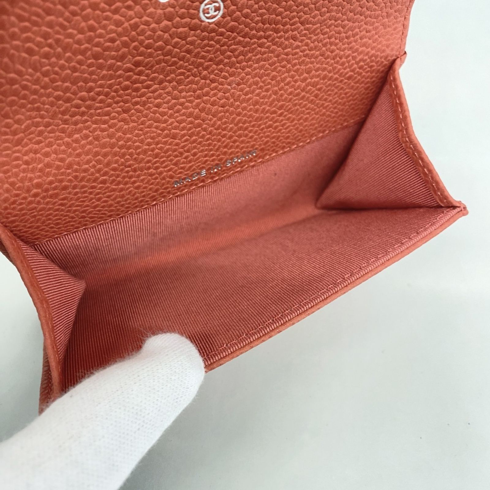 シャネル Chanel 名刺入れ カードケース マトラッセ キャビアスキン レッド レディース