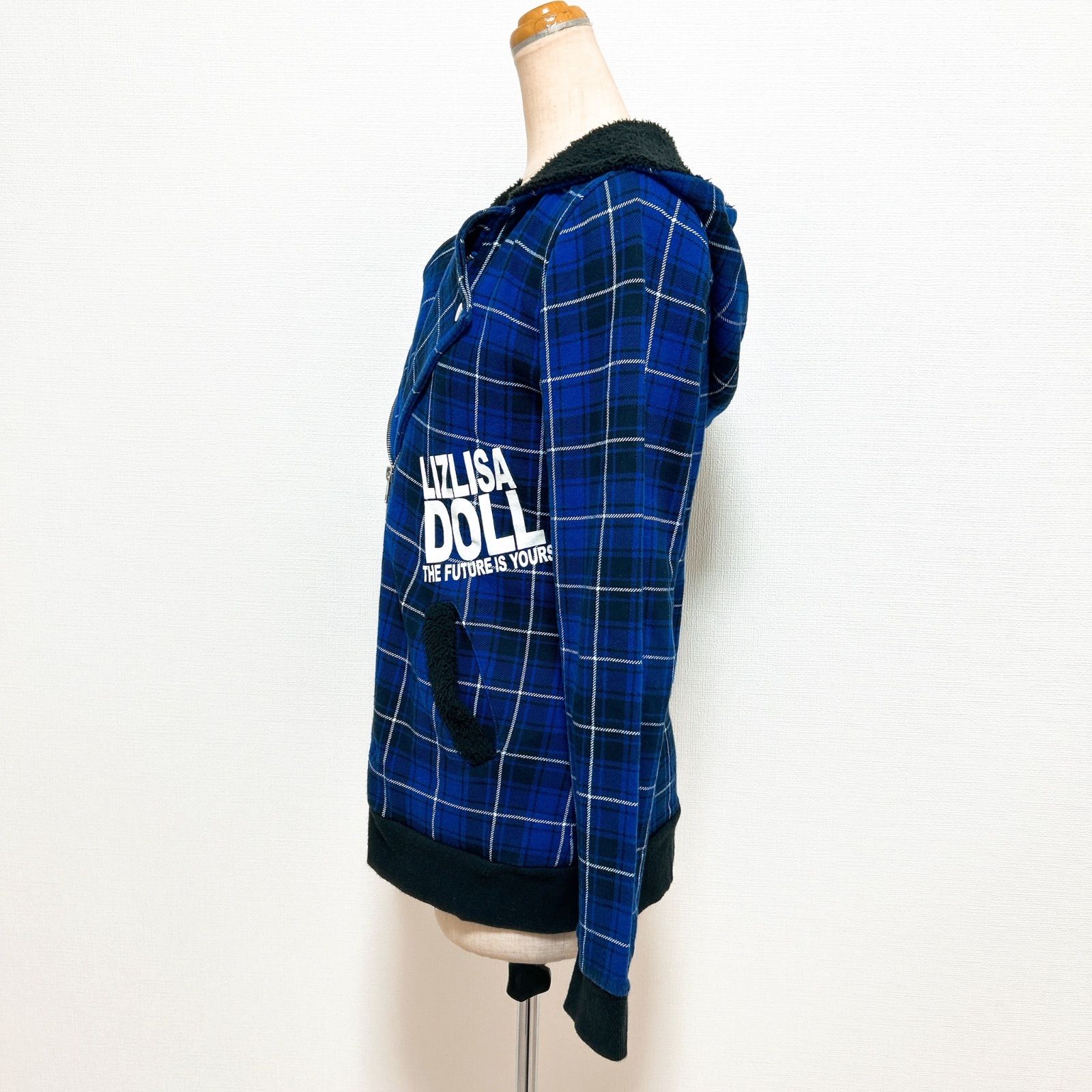LIZ LISA doll リズリサドール ボアフーディ チェック ロゴ パーカー