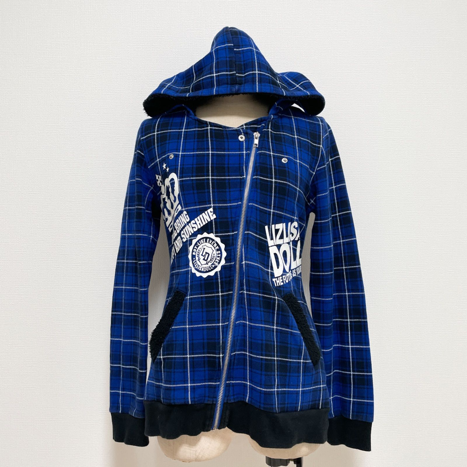 リズリサ LIZLISA チェック柄パーカー LIZ LISA doll リズリサドール ボアフーディ チェック ロゴ パーカー