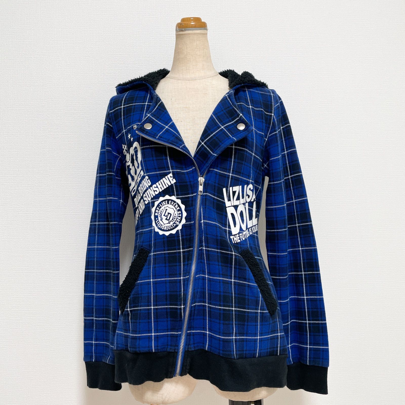 LIZ LISA doll リズリサドール ボアフーディ チェック ロゴ パーカー