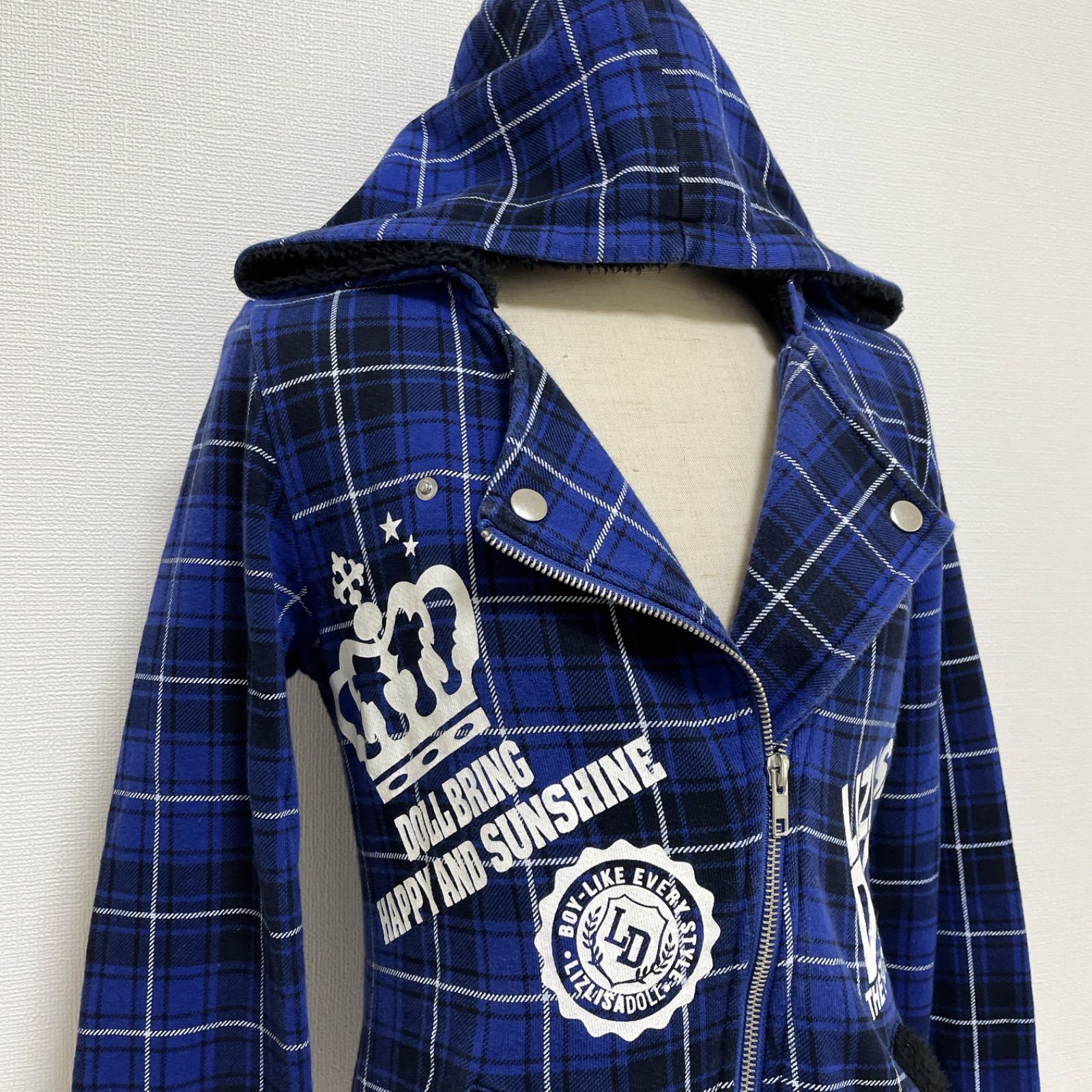 LIZ LISA doll リズリサドール ボアフーディ チェック ロゴ パーカー