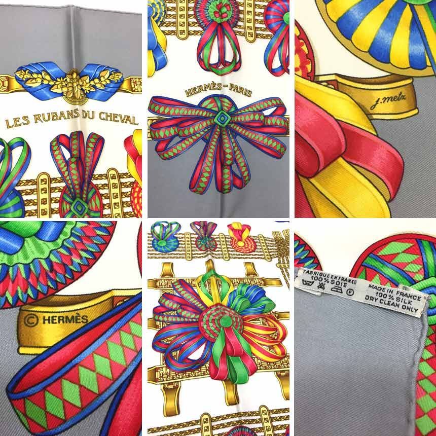 セール HERMES エルメス カレ90 スカーフ 馬のリボン飾り aq6427