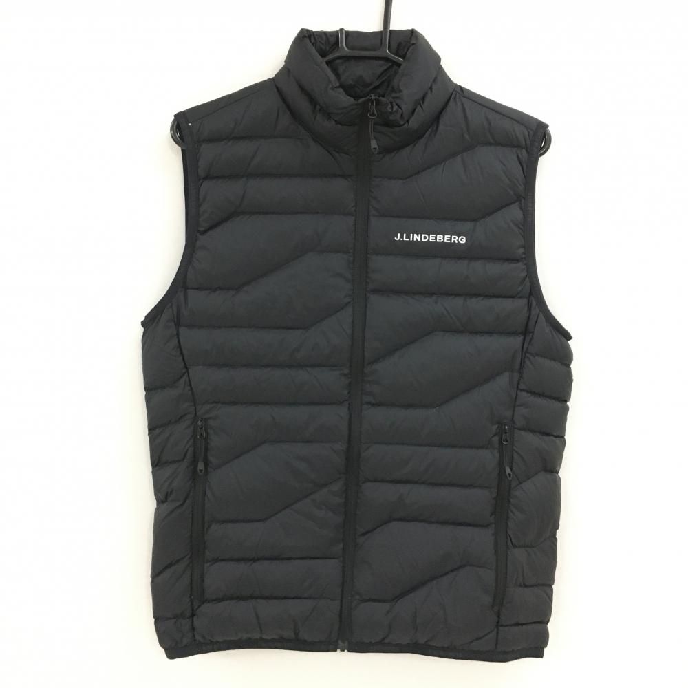 超美品】ジェイリンドバーグ ダウンベスト 黒×白 ロゴプリント メンズ