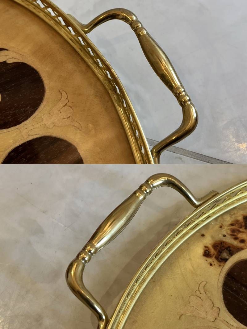 PATURZO GIOVANNI イタリア製 象嵌 トレイ 木製 アンティーク