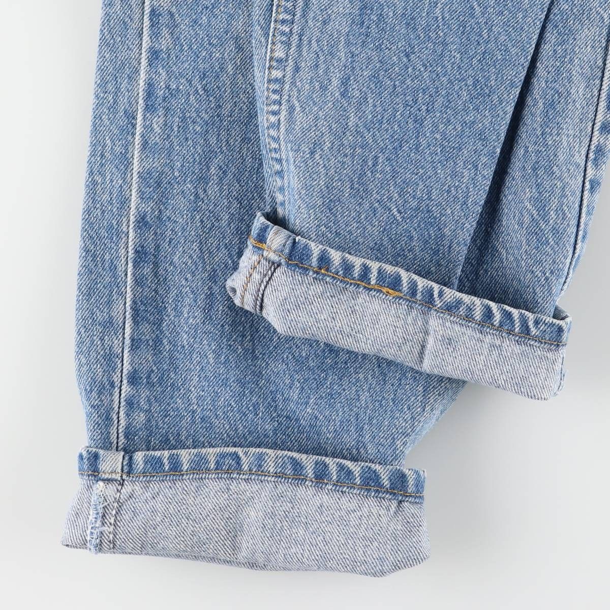 オレンジタブ テーパードデニムパンツ