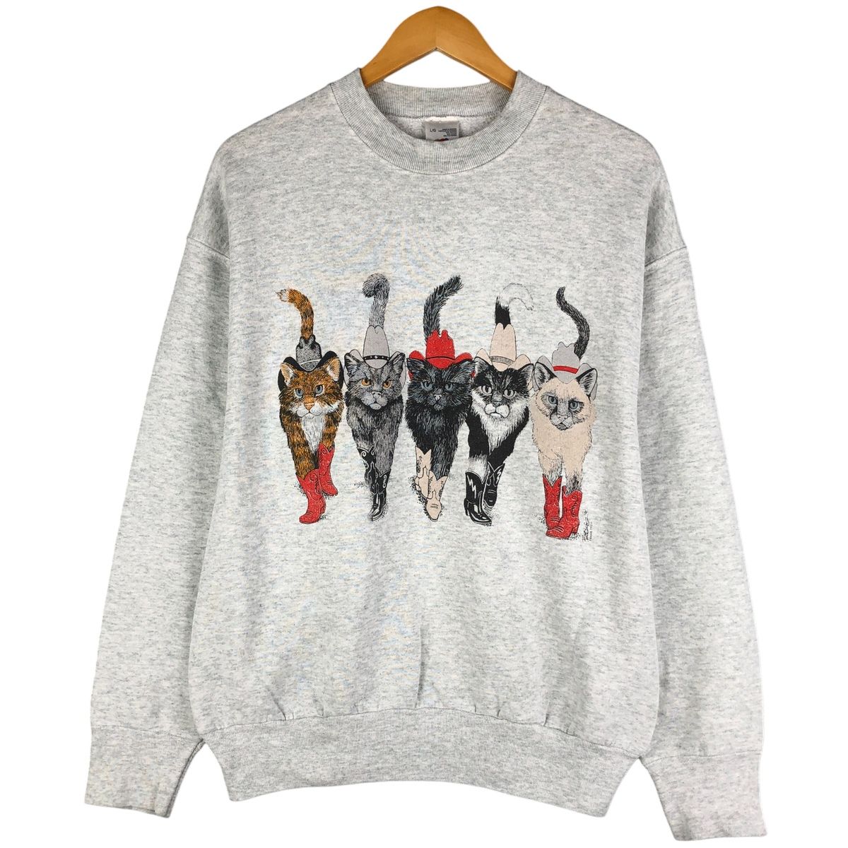 古着 90年代 フルーツオブザルーム FRUIT OF THE LOOM ネコ柄 アニマル スウェットシャツ トレーナー カナダ製 メンズL相当 eaa 482772
