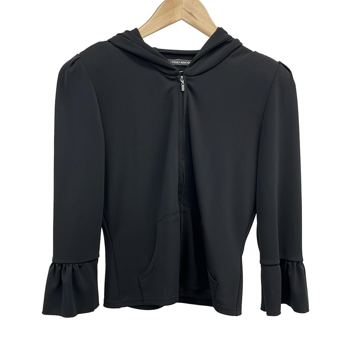 FOXEY YORK フォクシーニューヨーク パーカー サイズ40 M レディース 25968 黒 長袖 肩パッド