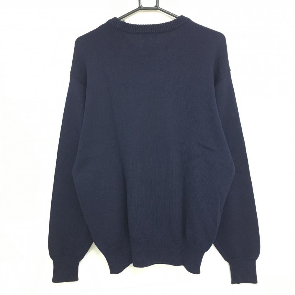 パーリーゲイツ セーター ネイビー×ベージュ ラビット ウール100