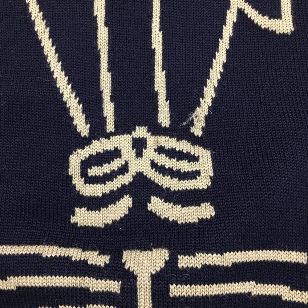 パーリーゲイツ セーター ネイビー×ベージュ ラビット ウール100