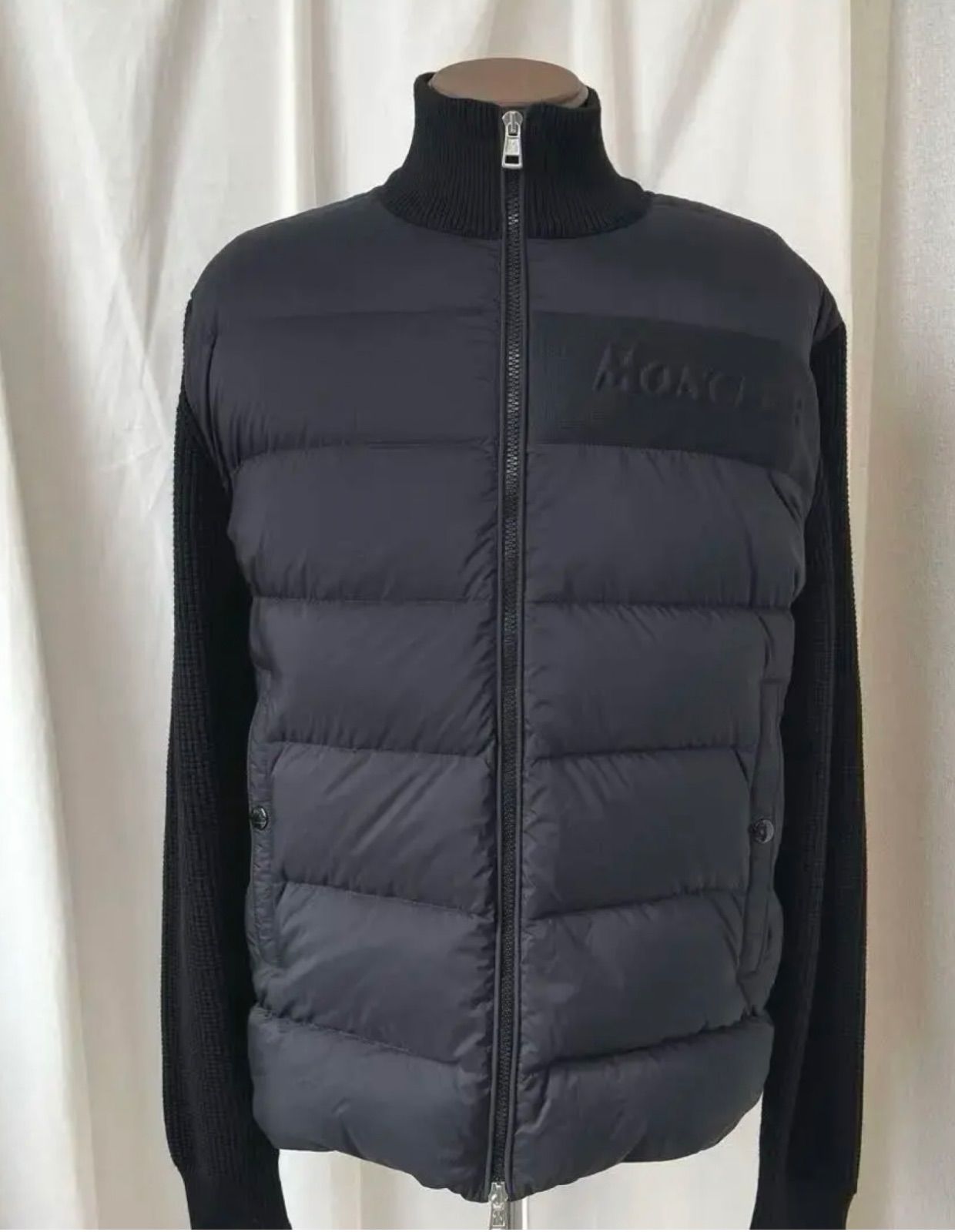 【美品】モンクレールカーディガントリコットニットダウンジャケットブラック　切り替 MONCLER 美品/国内正規/21年製 モンクレール CARDIGAN TRICOT コットン