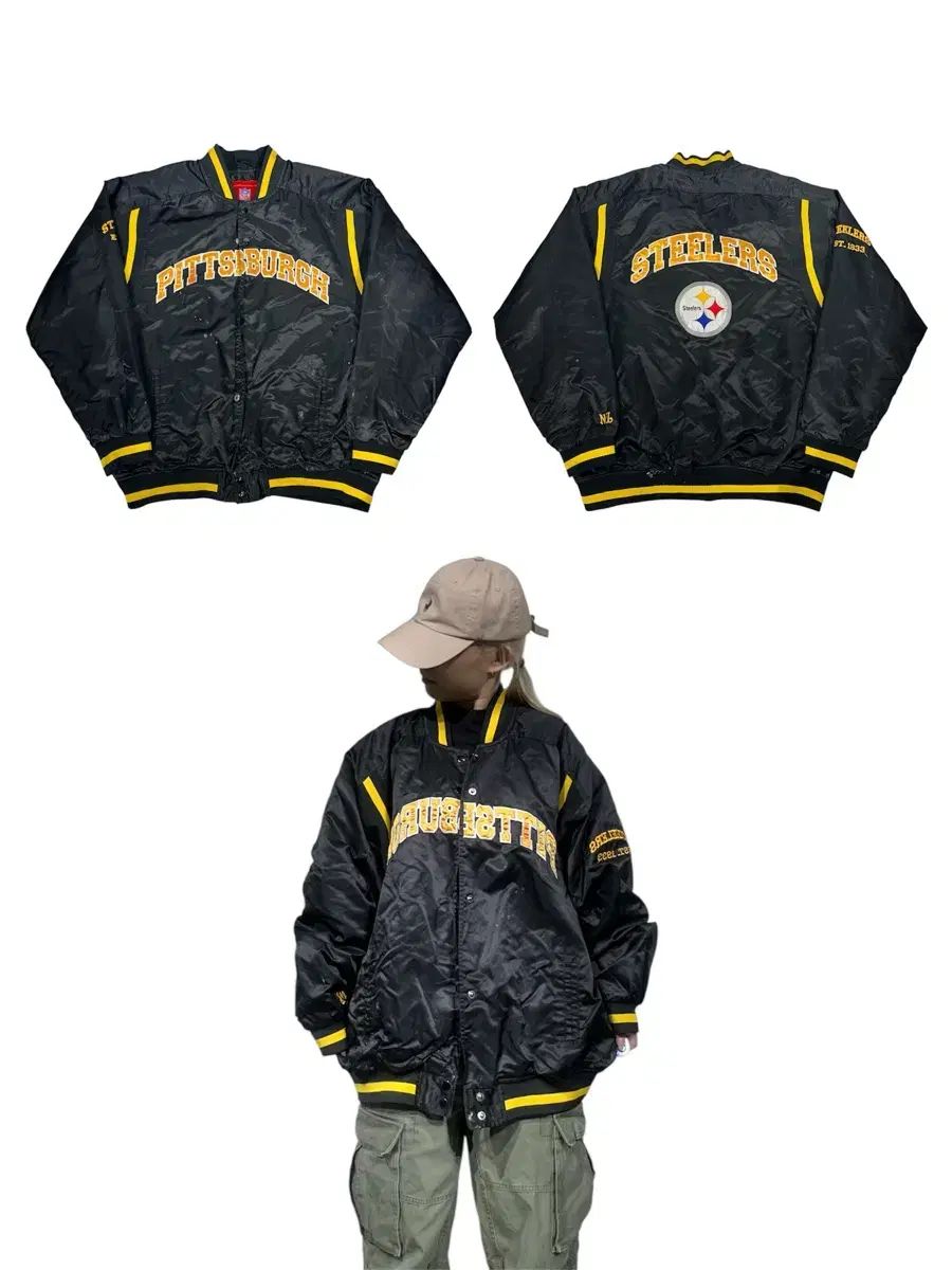 NFL ブラック ピッツバーグ・スティーラーズ スタジャン XL