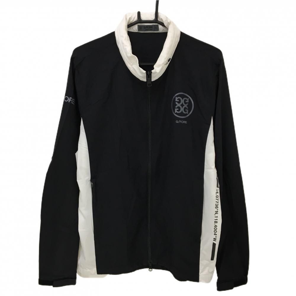 ジーフォア 2 WAYジャケット 黒×白 フード収納可 薄手 メンズ 3 L ゴルフウェア G|FORE
