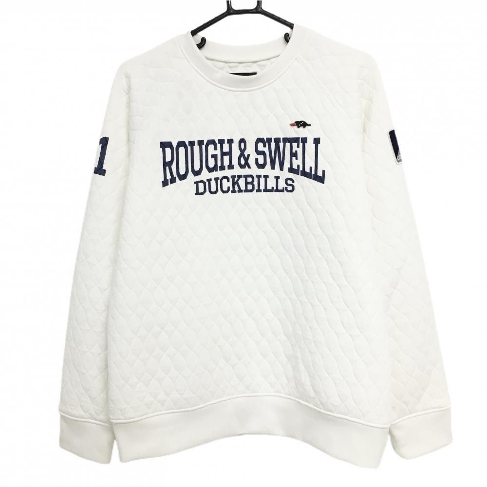 美品】ラフアンドスウェル トレーナー 白 胸プリント メンズ L ゴルフ