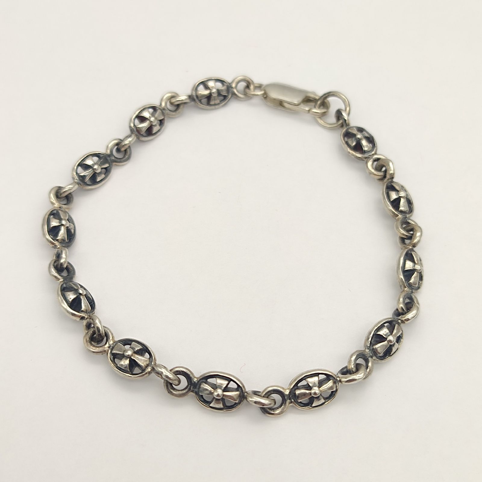 美品】クロスデザインブレスレット シルバー925 ヴィンテージ 12.5g 