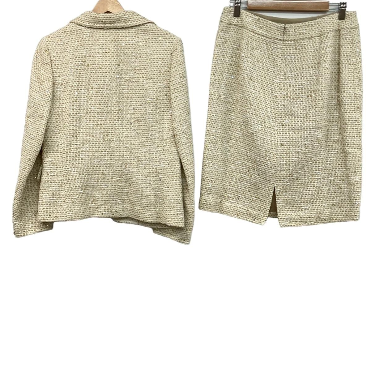 アイボリー×ベージュ ツイード|スパンコール