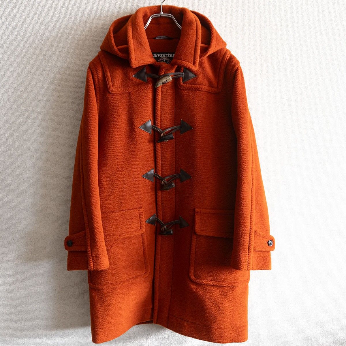 美品】INVERTERE【ヘリンボーン ウール ダッフルコート】36 オレンジ 