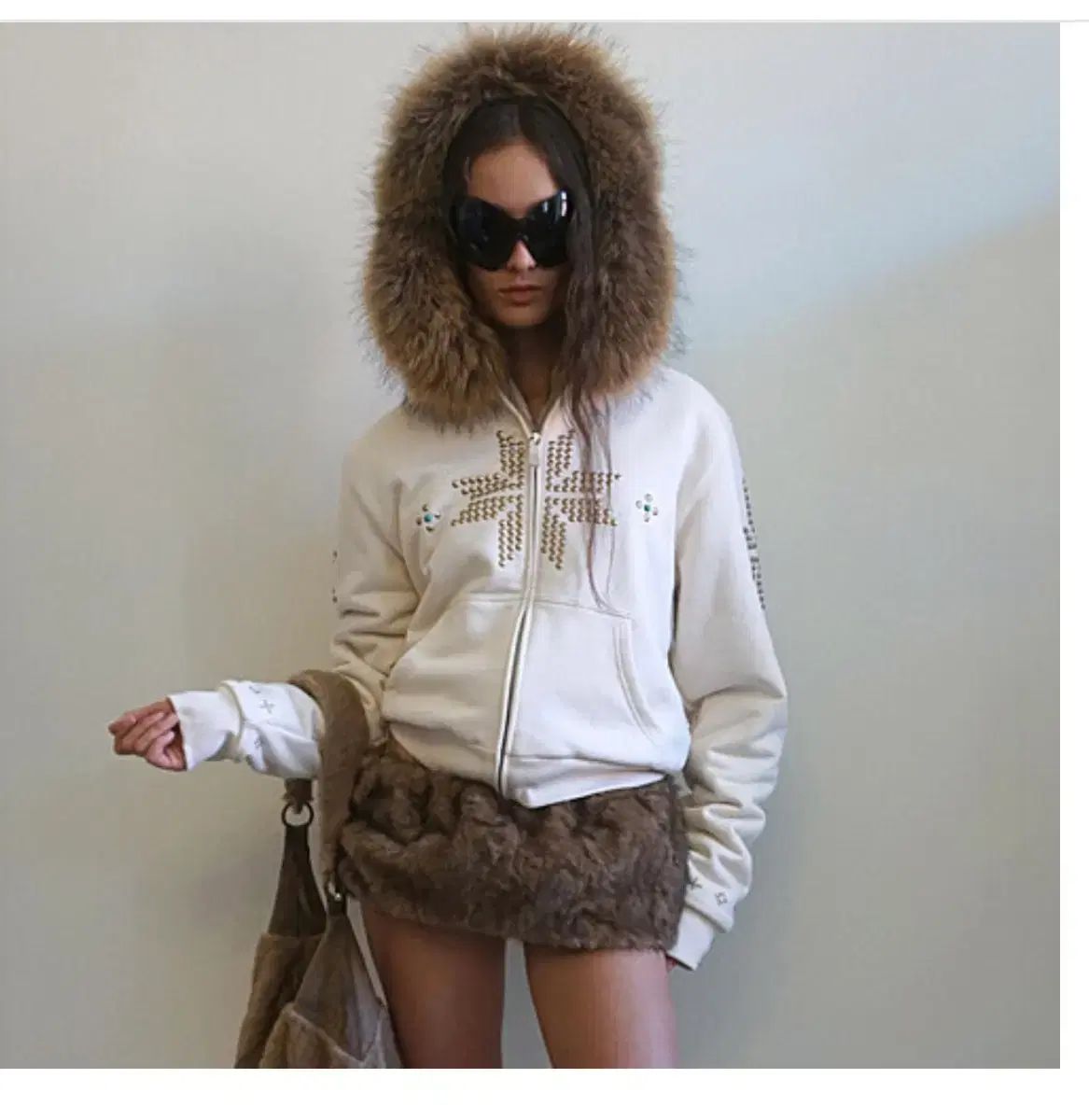 SCULPTOR ファー フーディー ジップアップ Sサイズ