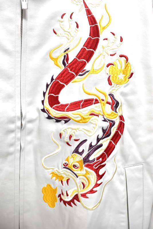 定価6万500円 ラッセルノ ゴルフ ドラゴン スーベニア ジャケット 5 L RS-2330103 アイボリー ゴルフウェア スカジャン 刺繍