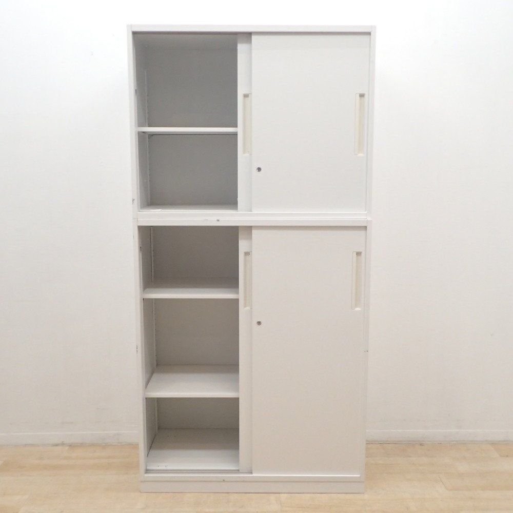 内田洋行 HS 5-820-5032 N 7 上下書庫 ホワイト スチールキャビネット W 900 D 450 H 1850 オフィス家具 EG 19232