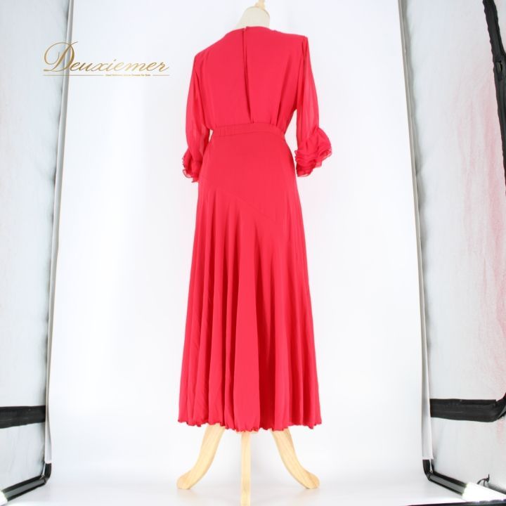 新品　サテン　社交ダンス　ツーピース　赤　豪華　パーティ　1460　衣装 社交ダンス 衣装 スタンダード 上下セット ツーピース レッスンウェア