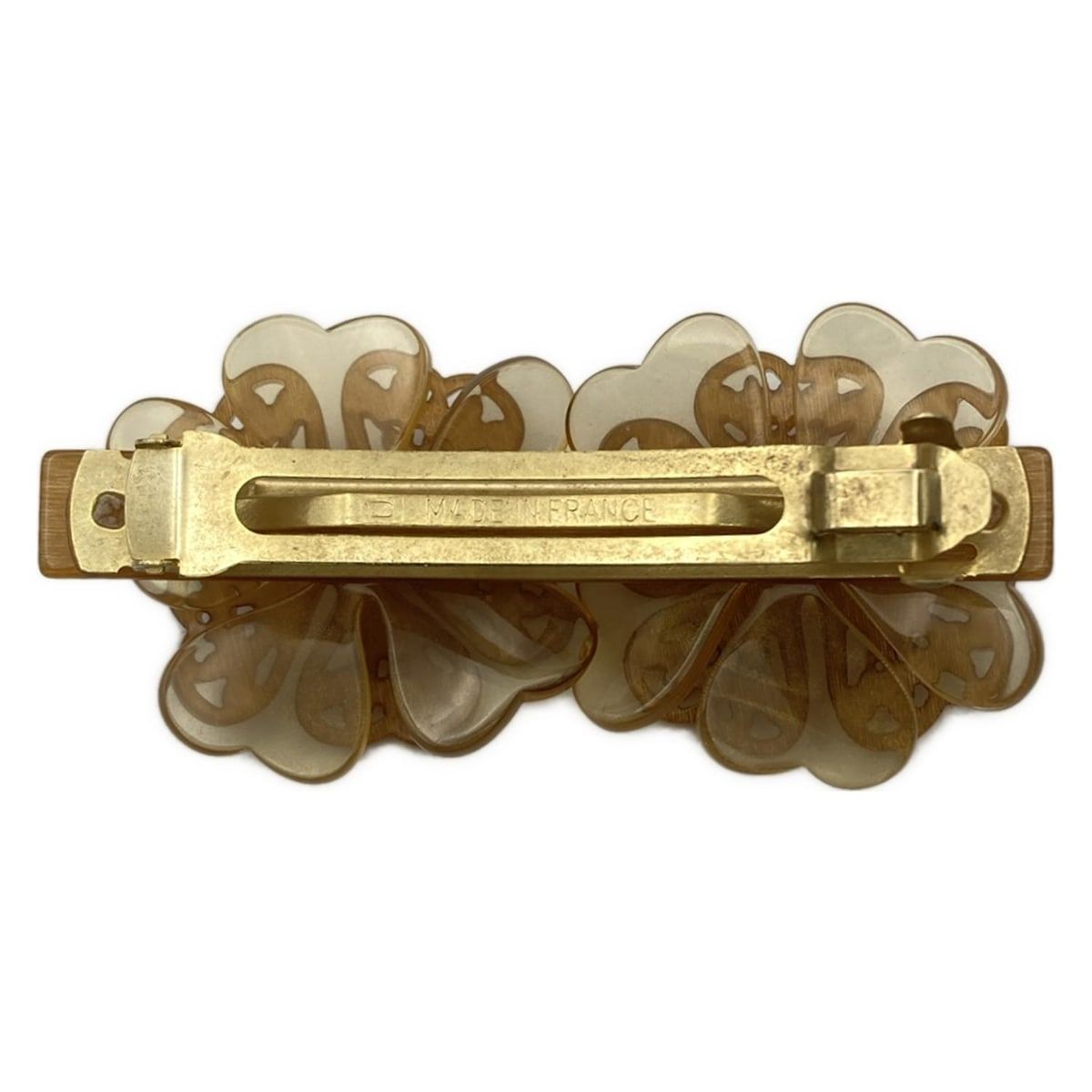 ALEXANDRE de PARIS アレクサンドル ドゥ パリ バレッタ ダークブラウン アイボリー フラワー 花