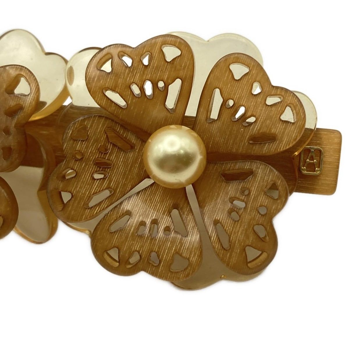  ALEXANDRE de PARIS アレクサンドル ドゥ パリ バレッタ ダークブラウン アイボリー フラワー 花 その他 ヘアアクセサリー