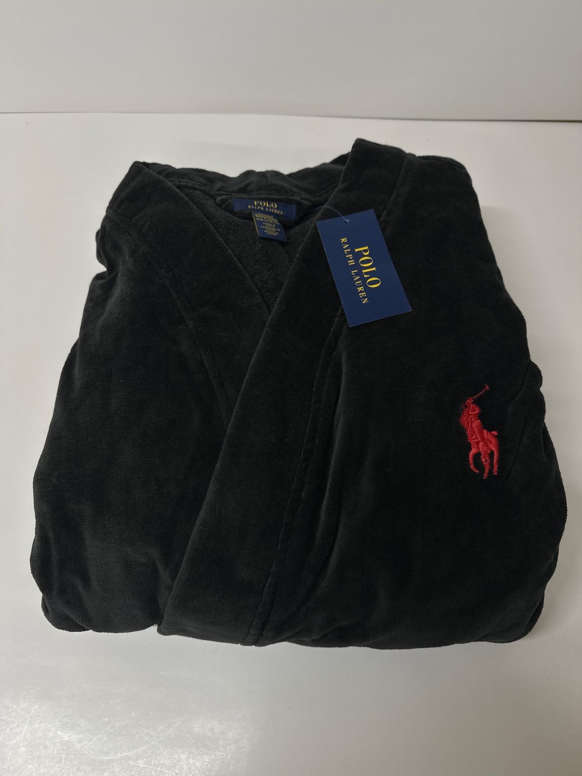 POLO RL 91 ポロ ラルフローレン バスローブ ロゴ 長袖 Terry Velour Robes - Kimono Robe BLACK S M