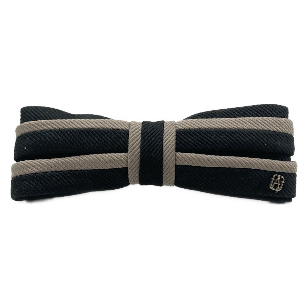 ALEXANDRE de PARIS アレクサンドル ドゥ パリ バレッタ - 黒×グレーベージュ×ゴールド リボン