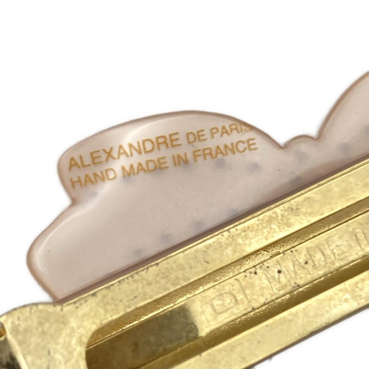  ALEXANDRE de PARIS アレクサンドル ドゥ パリ バレッタ ライトピンク ライトグレー ゴールド リボン ラインストーン その他 ヘアアクセサリー