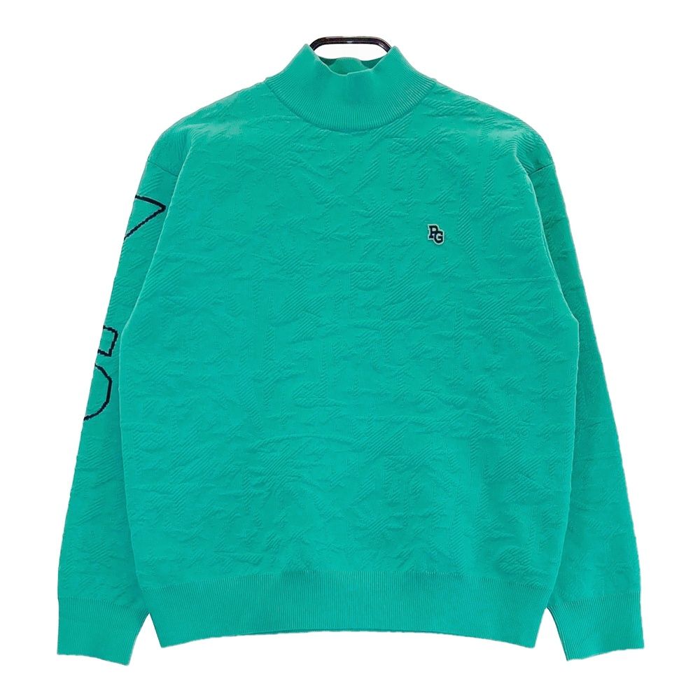 サイズ 0 PEARLY GATES パーリーゲイツ 長袖ニットセーター 総柄 ブルー系 ゴルフウェア レディース ストスト