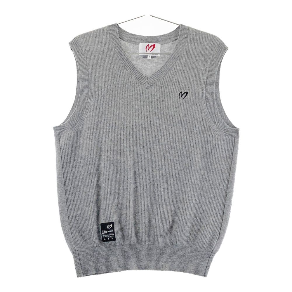 サイズ 4 MASTER BUNNY EDITION マスターバニーエディション カシミヤ Vネック ニットベスト グレー系 ゴルフウェア メンズ ストスト