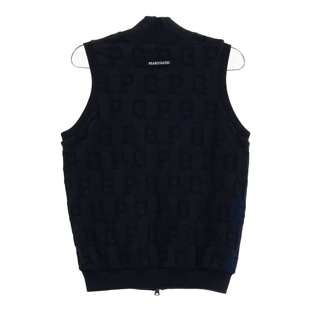 サイズ 0 PEARLY GATES パーリーゲイツ リバーシブルニットベスト ロゴ柄 ブラック系 ゴルフウェア レディース ストスト