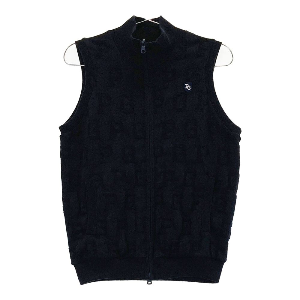 サイズ 0 PEARLY GATES パーリーゲイツ リバーシブルニットベスト ロゴ柄 ブラック系 ゴルフウェア レディース ストスト