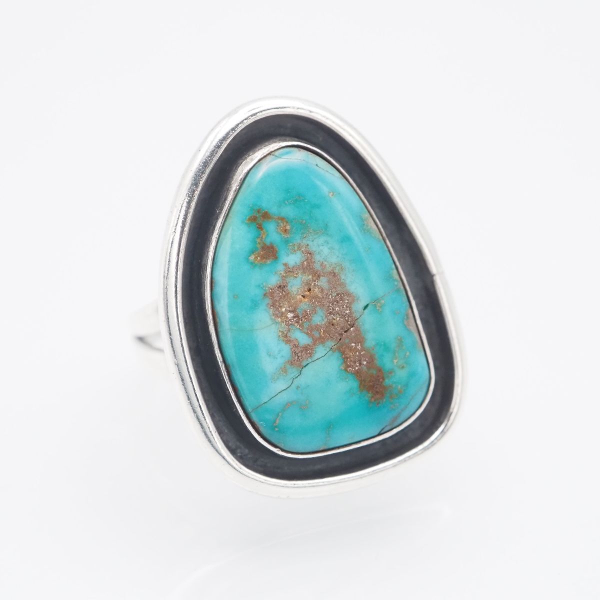 J341 ターコイズ トルコ石 作家物? LB?刻印 リング デザイン シルバー