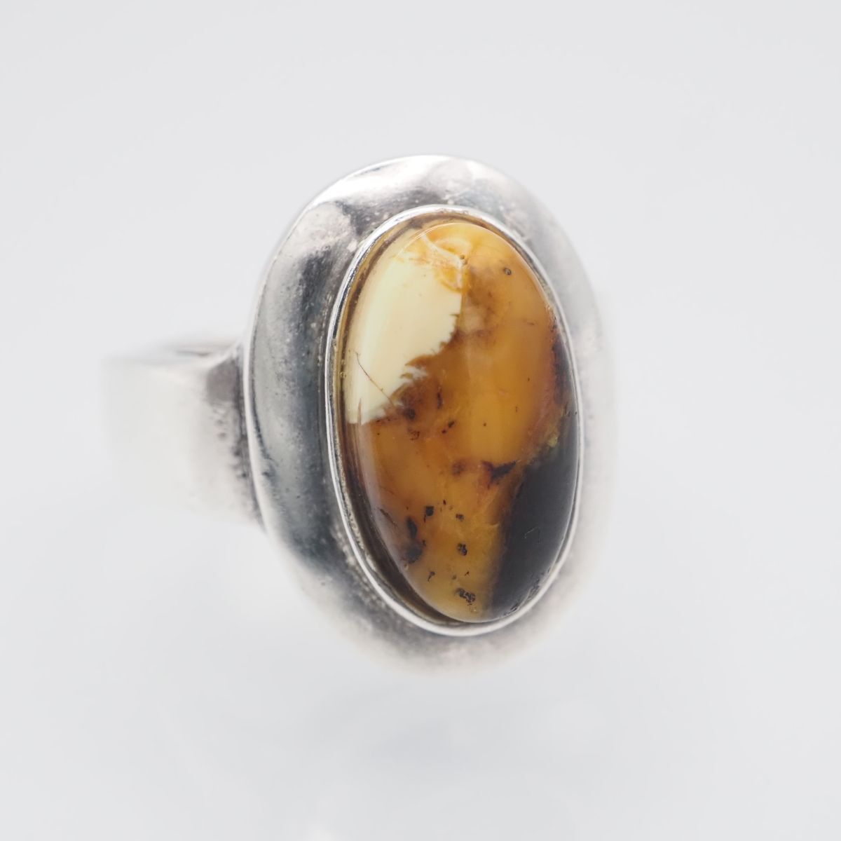 J353 琥珀 コハク アンバー リング デザイン シルバー 指輪
