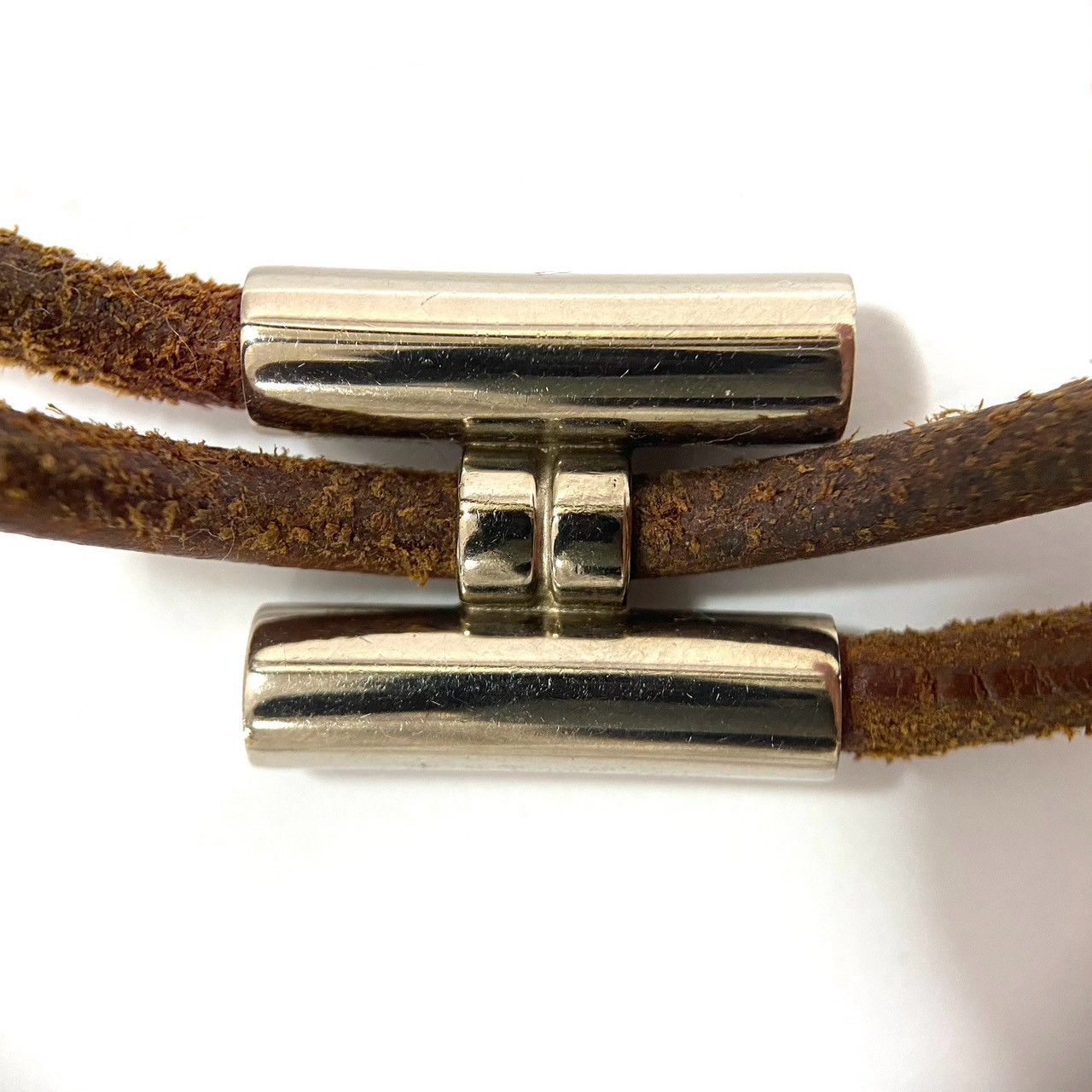 HERMES】トゥルニ トレッセ レザー ブレスレット Hロゴ 2連 ブラウン 