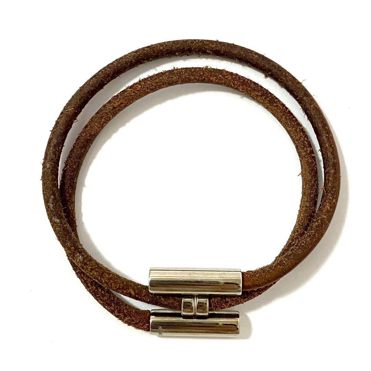 HERMES】トゥルニ トレッセ レザー ブレスレット Hロゴ 2連 ブラウン